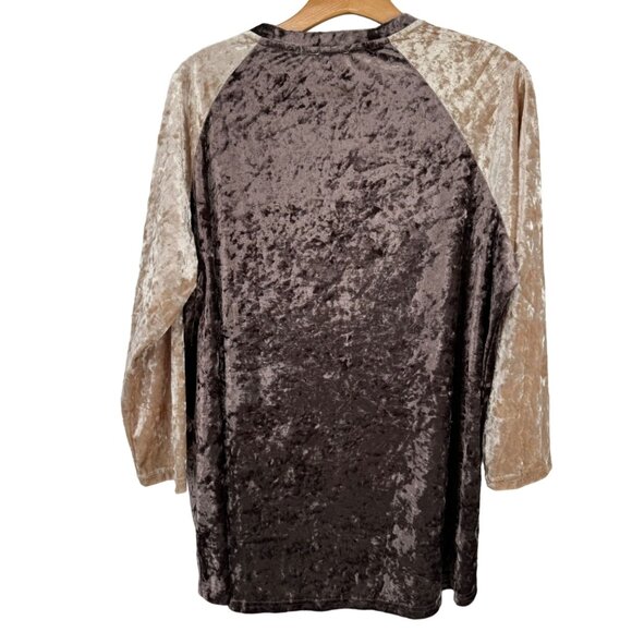 Pol Velvet Color Block Long Sleeve Top shirt 3/4 sleeve womens size large new - Picture 7 of 9